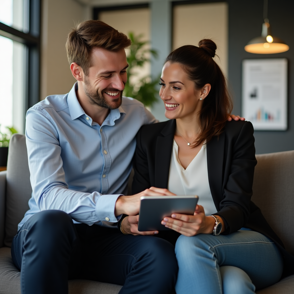 Empleados interactuando con plataforma de autoservicio