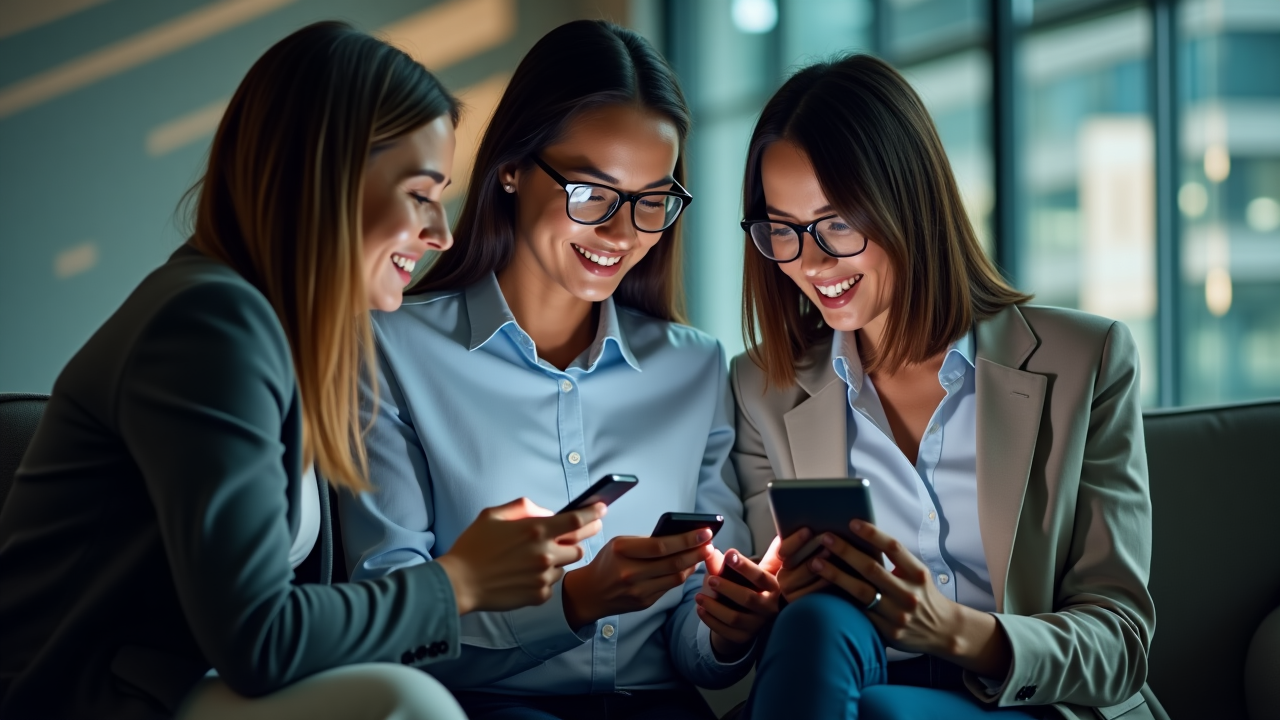 Empleados interactuando con plataforma móvil de RRHH